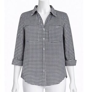 Emily Daniels Houndstooth  Silver Stud Button Shirt Classic  Workwear -Small